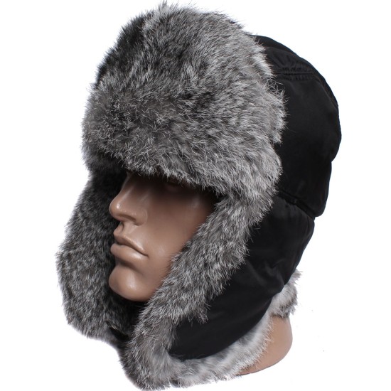 Cache-oreilles hiver chapeau ushanka avec fourrure de lapin