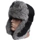 Earflaps winter ushanka hat with rabbit fur