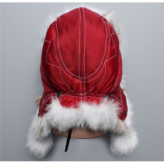 Russo moderno cappello invernale Ushanka pelliccia di coniglio rosso / blu