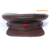 Cappello di cuoio russo ufficiali sovietici marrone