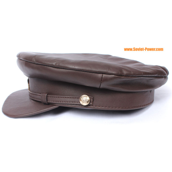 Soviet Officers brown leather hat