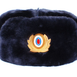 Soviet Police Officers sheep fur USHANKA winter hat