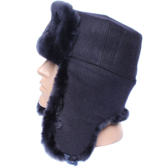 Soviet Police Officers sheep fur USHANKA winter hat