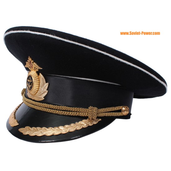 Marine russe capitaine militaire noir visière chapeau