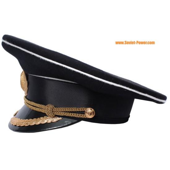 Marine russe capitaine militaire noir visière chapeau