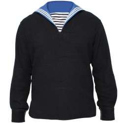 Chemise de laine noire soviétique des marins Flanka avec col