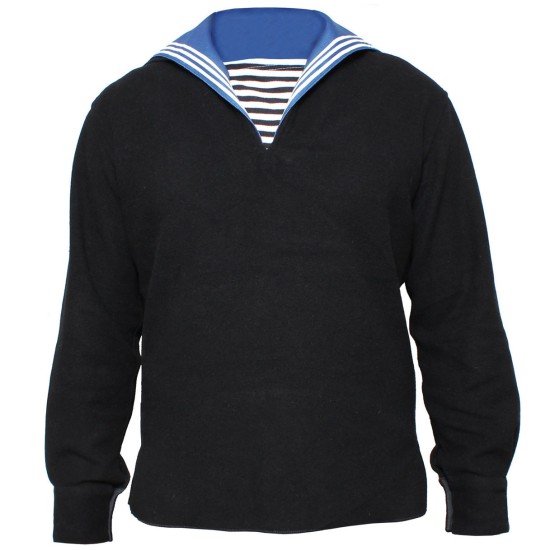 Soviet sailors black woolen shirt Flanka with collar