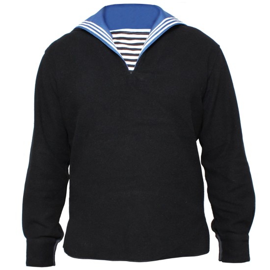 Chemise de laine noire soviétique des marins Flanka avec col