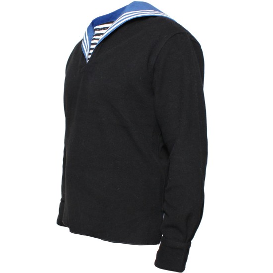 Chemise de laine noire soviétique des marins Flanka avec col