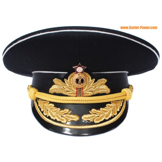 Buque soviético / ruso de la flota de la marina de guerra sombrero negro del visor de USSR