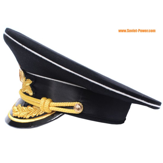 Buque soviético / ruso de la flota de la marina de guerra sombrero negro del visor de USSR