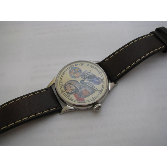 Russisch transparent RAUM Armbanduhr molniya Gagarin & Tereshkova