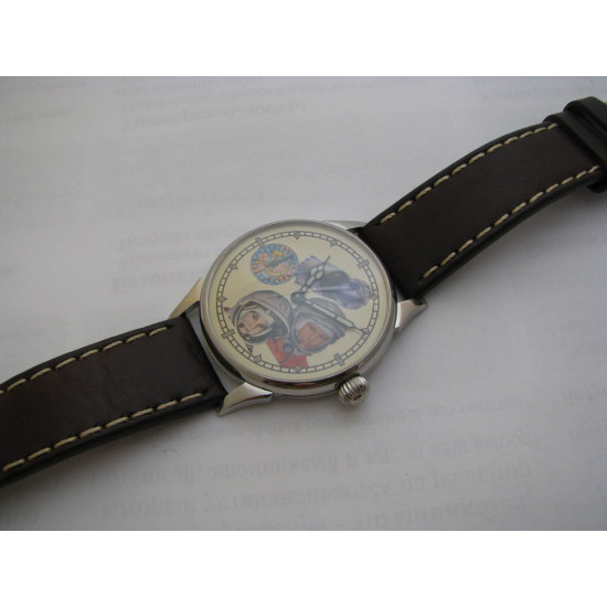 Russian Transparent SPACE wrist watch MOLNIYA Gagarin & Tereshkova