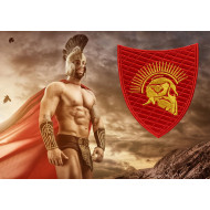 Parche rojo bordado guerrero espartano 300 espartanos bordado cosido