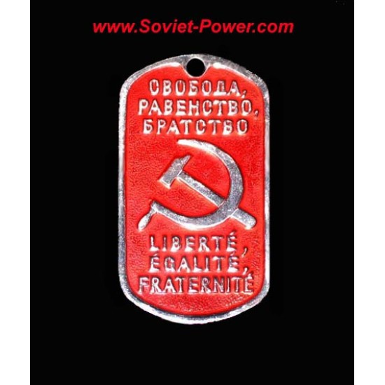 Soviétique étiquette de chien russe "Egalité, Liberté, Fraternité"