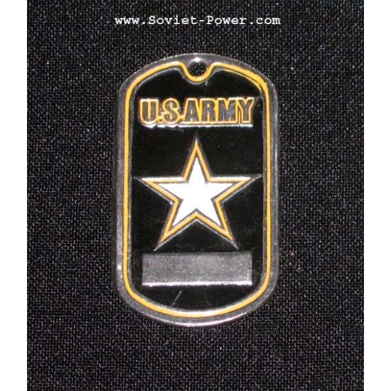 Soldat américain étiquette de chien en métal militaire US ARMY (Noir)