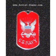 USA Soldier Military Metal Name Tag U.S. NAVY (Red) 