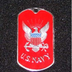 USA Soldier Military Metal Name Tag U.S. NAVY (Red) 