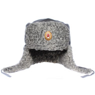 Ushanka di pelliccia di astrakan grigio dell'esercito sovietico Cappello dell'esercito rosso dell'URSS FSO