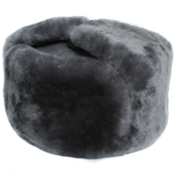 Gray fur hat Soviet Officers Red army Winter ushanka hat with earflaps