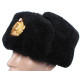 Soviético cálido NEGRO USHANKA Sombrero de invierno azul marino