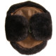 Soviet dark brown fur ushanka winter hat with suede leather