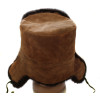 Russian dark brown fur ushanka winter hat with suede leather
