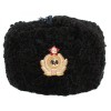 Officier de la marine russe / soviétique hiver noir fourrure astrakan et chapeau en cuir ushanka