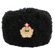 Ufficiali della marina sovietica inverno pelliccia di astrakan nero e cappello ushanka in pelle