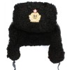 Russian / Soviet navy officers winter black astrakhan fur and leather ushanka hat