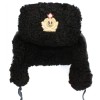 Officier de la marine russe / soviétique hiver noir fourrure astrakan et chapeau en cuir ushanka