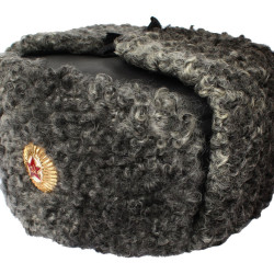 Soviet Army Generals Astrakhan fur ushanka Leather hat