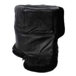 Leather Ushanka winter hat from Soviet Navy Fleet