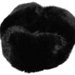 Ushanka Soviet style black rabbit fur winter hat with ear flaps