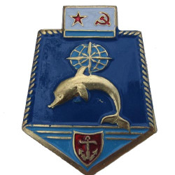 Soviet Metal UNDERWATER FLEET EMBLEM BADGE with DOLPHIN