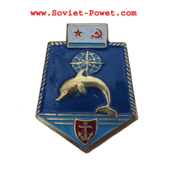 Soviet Metal UNDERWATER FLEET EMBLEM BADGE with DOLPHIN