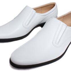 Leather boots white parade shoes