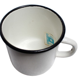 Taza de esmalte de taza de metal blanco de soldados del ejército soviético