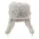 White rabbit fur fluffy winter hat ushanka