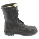 Military winter black leather boots with fur