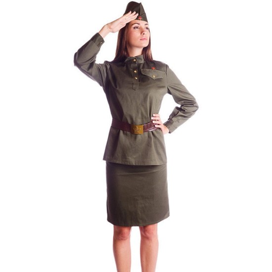 帽子とロシア軍の女性役員の女性均一
