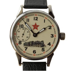 Soviet mechanical wristwatch MOLNIJA railroad clock 18 Jewels