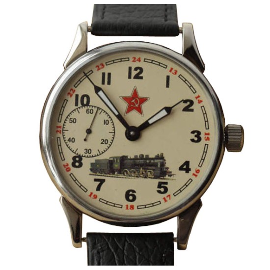 Soviet mechanical wristwatch MOLNIJA railroad clock 18 Jewels