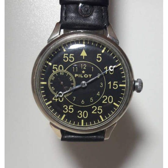 ブラック ダイヤル パイロット モルニヤ トランスペアレント メカニカル ソビエト 腕時計 ライトニング