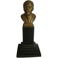 Busto di Lenin in bronzo su supporto in metallo