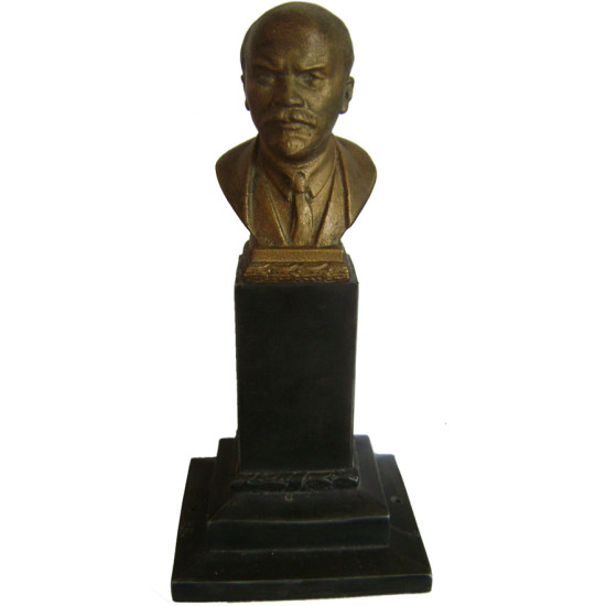 Busto de Lenin de bronce sobre peana de metal