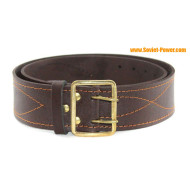 Ceinture large en cuir d'officier soviétique marron