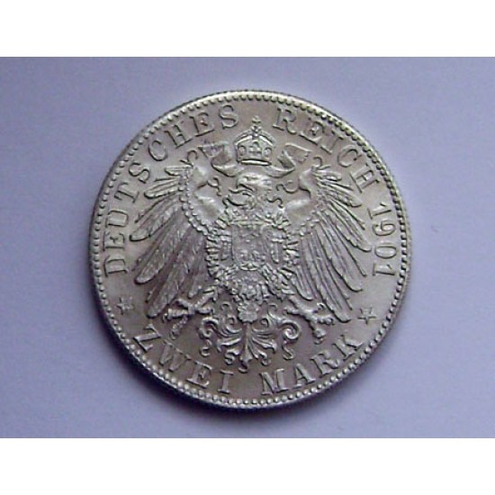ZWEI MARK Silver German coin with Georg II 1901