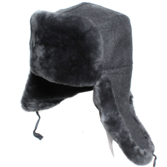 Sombrero de piel gris Oficiales soviéticos Ejército rojo Sombrero ushanka de invierno con orejeras Sombrero de piel gris Oficiales soviéticos Ejército rojo Sombrero ushanka de invierno con orejeras