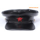 Soviet Officer black leather hat USSR Bolshevik visor cap with red star badge